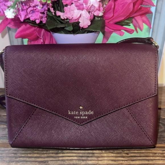 KATE SPADE Saffiano Leather Maroon Cedar Street Crossbody Bag Polkadot NWOT - Picture 12 of 12